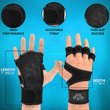 Load image into Gallery viewer, Diamond Cut Muscle Weight Lifting Gloves | Fitness Bodybuilding Workout Gloves for Men & Women | WOD Crossfit | Palm Protection | Support Straps Wrist Band Wraps (Black, Small)