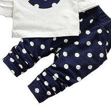Load image into Gallery viewer, Cute Toddler Baby Girls Clothes Set Long Sleeve T-Shirt and Pants Kids 2pcs Outfits (A-White+Navy, 3-6 Months)