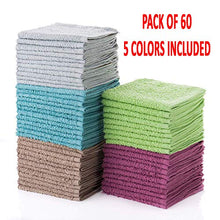 Load image into Gallery viewer, Simpli-Magic 79148 Cotton Washcloths, 60 Pack, Taupe/Turquoise/Lime/Powder Blue/Raspberry 60 Pack