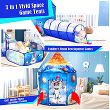 Load image into Gallery viewer, PigPigPen 3pc Kids Play Tent for Boys with Ball Pit, Crawl Tunnel, Rocket Ship Tents for Toddlers, Baby Space World Playhouse Toys, Boys Indoor& Outdoor Play House, Perfect Kid’s Gifts