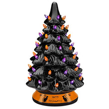 Load image into Gallery viewer, Best Choice Products Pre-Lit 15in Ceramic Tabletop Halloween Tree Holiday Decoration w/Orange & Purple Bulb Lights