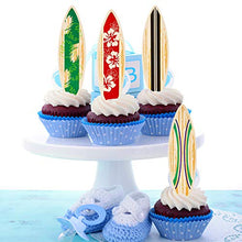 Load image into Gallery viewer, 48 Pieces Surfboard Cupcake Toppers Surfboard Beach Cake Decorations Surfboard Mini Accents for Swimming Pool Summer Beach Party Luau Birthday Baby Shower Party Supplies