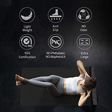 Load image into Gallery viewer, CAMBIVO Extra Wide Yoga Mat with Carrying Strap (73"x 32"x 1/4"), Non-Slip Exercise Fitness Mat for Yoga, Pilates, Workout (Black)