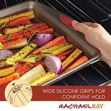 Load image into Gallery viewer, Rachael Ray 52410 Cucina Nonstick Bakeware Set with Baking Pans, Baking Sheets, Cookie Sheets, Cake Pan, Muffin Pan and Bread Pan - 10 Piece, Latte Brown with Cranberry Red Grip