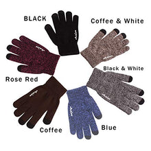 Load image into Gallery viewer, Achiou Winter Warm Touchscreen Gloves for Women Men Knit Wool Lined Texting (Black with White)