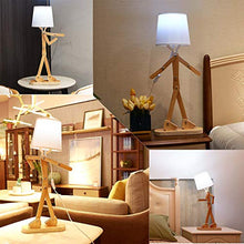 Load image into Gallery viewer, 25inch LED Wooden Table Lamp for Living Room Bedroom and Study Desk, Humor Changeable Shape Desk Lamp,Beside Table Lamp with DIY Lampshade and White Light