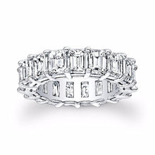 Load image into Gallery viewer, Women's Emerald Cut diamond eternity wedding band 3.00 carats G-VS2 diamond quality 14 karat white gold