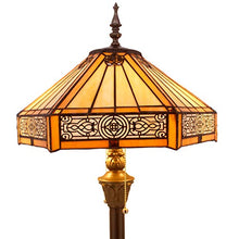 Load image into Gallery viewer, Tiffany Floor Lamp Yellow Hexagon Stained Glass Lampshade Mission Style Coffee Table Reading Lamps Antique Base Lighting W16 H64 Inch Living Room Bedroom Bookcase Bedside Desk S011 WERFACTORY