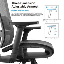 Load image into Gallery viewer, Bilkoh Mesh Office Chair Ergonomic Office Chair Computer Desk Chair, Mesh Seat and Back, Wide Headrest, Adjustable Lumbar Support and 3D Armrest (Black)