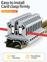 Load image into Gallery viewer, Erayco UK2.5N-GR DIN Rail Terminal Block, Screw Clamp, 600V 20A 24-12AWG, Pack of 100