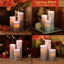 Load image into Gallery viewer, SIMPLUX Moving Flame Led Timer Battery Operated Pillar Real Wax Flameless Candle, 3x7 inches, Blue