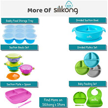 Load image into Gallery viewer, Baby to Toddler Silicone Suction Plate – Divided, BPA-Free Baby Led Weaning Plate Fits Most High Chair Trays – Dishwasher-, Oven-, & Microwave-Safe Kids Dishes by Silikong, 8.2x7.3x1.4 in. (Blue)