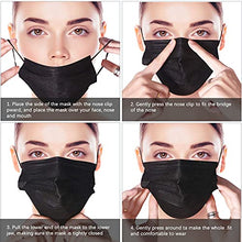 Load image into Gallery viewer, Wecolor 50 Pcs Disposable 3 Ply Earloop Face Masks, Suitable for Home, School, Office and Outdoors (Black)