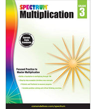 Load image into Gallery viewer, Spectrum Multiplication Workbook Grade 3, Multiplying Through 100 and Multiplication With 1- and 2-Digit Numbers, Classroom or Homeschool Curriculum