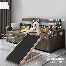 Load image into Gallery viewer, SASRL Adjustable Pet Ramp for All Dogs and Cats - Folding Portable Dog Ramp for Couch or Bed with Non Slip Carpet Surface, 40”Long and Height Adjustable from 9”to 24” - Up to 100 Lbs