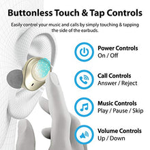 Load image into Gallery viewer, iLuv TB200 Gold True Wireless Earbuds Cordless in-Ear Bluetooth 5.0 with Hands-Free Call Microphone, IPX6 Waterproof Protection, High-Fidelity Sound; Includes Compact Charging Case & 4 Ear Tips