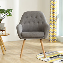 Load image into Gallery viewer, LSSBOUGHT Contemporary Stylish Button-Tufted Upholstered Accent Chair with Solid Wood Legs (Gray)