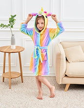 Load image into Gallery viewer, Doctor Unicorn Soft Unicorn Hooded Bathrobe Sleepwear - Unicorn Gifts for Girls (Rainbow, 6 Years)