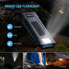 Load image into Gallery viewer, Solar Power Bank 30000 mAh, Wireless Portable Charger Solar Panel External Battery Type-C 5V Dual USB with LED Flashlight (Waterproof, Dustproof, Shockproof) Compatible with iOS & Android (Black)