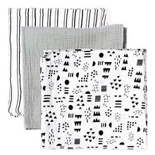 Load image into Gallery viewer, HonestBaby 3-Pack Organic Cotton Swaddle Blankets, Pattern Play, One Size