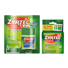 Load image into Gallery viewer, Zyrtec 24 Hour Allergy Relief Tablets, Antihistamine Allergy Medicine with 10 mg Cetirizine HCI, Bundle with 1 x 30 ct and 1 x 3 ct Travel Pack
