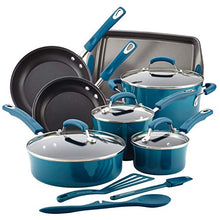 Load image into Gallery viewer, Rachael Ray Brights Nonstick Cookware Set / Pots and Pans Set - 14 Piece, Marine Blue