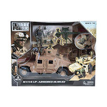 Load image into Gallery viewer, Sunny Days Entertainment M1114 Up-Armored Humvee – Vehicle Playset with Action Figure and Realistic Accessories | 9 Piece Military Toy Set for Kids – Elite Force