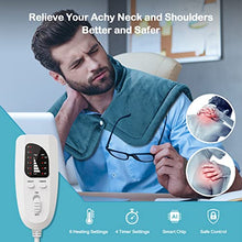 Load image into Gallery viewer, Heating Pad for Neck and Shoulders, 2lb Large Weighted Neck Heating Pad Electric for Neck Shoulder Pain Relief, 6 Heat Settings 4 Auto-Off, Gifts for Women Men Mom Dad, 16"x23" (Blue)