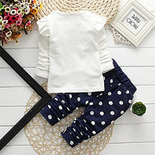 Load image into Gallery viewer, Cute Toddler Baby Girls Clothes Set Long Sleeve T-Shirt and Pants Kids 2pcs Outfits (A-White+Navy, 3-6 Months)