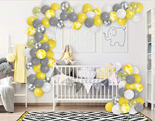 Load image into Gallery viewer, Elephant Baby Shower Decorations Balloon Garland & Arch Kit Yellow Grey Silver White Balloons Agate Yellow Balloon Bumble Bee Party Supplies for Birthday Wedding Engagement Party Decorations