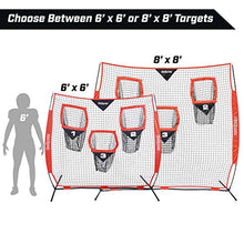 Load image into Gallery viewer, GoSports Football Trainer Throwing Net Choose Between 8' x 8' or 6' x 6' Nets - Improve QB Throwing Accuracy - Includes Foldable Bow Frame and Portable Carry Case