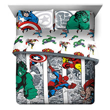 Load image into Gallery viewer, Jay Franco Marvel Avengers Comic Cool 7 Piece Queen Bed Set - Includes Comforter & Sheet Set - Bedding Features Captain America, Spiderman, Iron Man, Hulk, Thor - Super Soft (Official Marvel Product)
