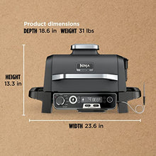 Load image into Gallery viewer, Ninja OG751 Woodfire Pro Outdoor Grill & Smoker with Built-In Thermometer, 7-in-1 Master Grill, BBQ Smoker, Air Fryer, Bake, Roast, Dehydrate, Broil, Ninja Woodfire Pellets, Portable, Electric, Grey
