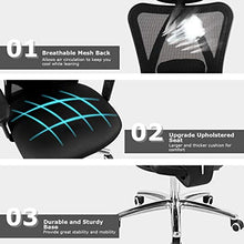Load image into Gallery viewer, Giantex Ergonomic Office Chair, Mesh Office Chair with Adjustable Headrest, Tilt-Down Backrest Mesh Adjustable High Back Office Chair, Breathable Computer Desk Chair, Mesh Back Office Chair