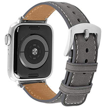 Load image into Gallery viewer, Fullmosa Compatible for iWatch 42mm 38mm 40mm 44mm, Yola Leather Watch Band for iWatch Series SE/6/5/4/3/2/1, Nike+, Edition, Sport 42mm Grey+Silver Hardware