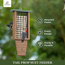 Load image into Gallery viewer, Kingsyard Recycled Plastic Suet Bird Feeder, Double Capacity Tail-Prop Suet Feeder for Outside Hanging, Sturdy & Durable, Great for Woodpecker & Clinging Birds, Green
