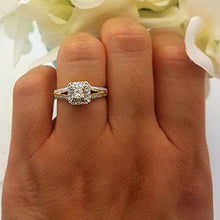Load image into Gallery viewer, Dazzlingrock Collection 0.50 Carat (ctw) 14K Princess & Round Cut Diamond Halo Engagement Ring 1/2 CT, Yellow Gold, Size 6