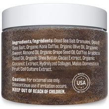 Load image into Gallery viewer, M3 Naturals Arabica Coffee Body Scrub with Collagen & Stem Cell - Exfoliating Body Scrubber & Face Cleanser - Fight Skin Care Appearance - Cellulite, Fine Line, Stretch Mark & Spider Veins 12 oz