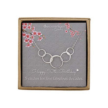 Load image into Gallery viewer, 50th Birthday Gifts for Women - Sterling Silver Infinity 5 Circle 5 Decades Necklace, Mom Gifts, Mothers Day Jewelry Birthday Gift