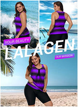 Load image into Gallery viewer, LALAGEN Womens Plus Size Racerback Tankini Set Two Piece Swimsuit with Boyshort Purple XXXL-1