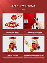Load image into Gallery viewer, Ke- Popcorn Maker, 1200W Hot Air Popcorn Machine, Household Retro Popcorn Popper with Measuring Cup and ETL Certification, No Oil Needed BPA Free, for Party, Christmas, and Movie Nights, Red