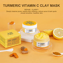 Load image into Gallery viewer, ANAIRUI Turmeric Vitamin C Clay Mask for Acne and Dark Spots, Vitamin C & E Clay Facial Mask for Blackheads, Pores, Wrinkles, Fine Lines, Hydrating, Clarifying, Cleansing Skincare Mask, 4.23 OZ