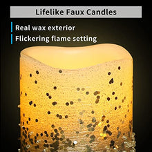 Load image into Gallery viewer, FURORA LIGHTING LED Flameless Candles with Remote – Battery-Operated Flameless Candles Bulk Set of 8 Fake Candles – Small Flameless Candles & Christmas Centerpieces for Tables, Silver Glittery