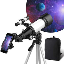 Load image into Gallery viewer, Telescope, 70mm Aperture 400mm AZ Mount, Fully Multi-Coated Optics, Telescopes for Adults, Telescope for Kids Beginners Astronomy Refractor Telescope Travel Scope with Tripod, Phone Adapter, Backpack