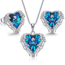 Load image into Gallery viewer, CDE Sterling Silver Jewelry Sets for Women Heart Necklaces and Earrings Crystals from Austrian Crystals Blue Jewel Mothers Day Jewelry Gifts for Women