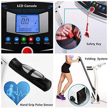 Load image into Gallery viewer, Electric Folding Treadmill for Home with LCD Monitor,Pulse Grip and Safe Key Fitness Motorized Running Jogging Walking Exercise Machine Space Saving for Home Gym Office Easy Assembly (Gray)