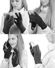 Load image into Gallery viewer, C.C Unisex Cable Knit Winter Warm Anti-Slip Touchscreen Texting Gloves, Ivory