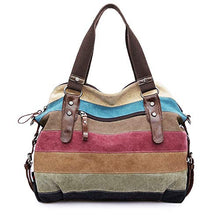 Load image into Gallery viewer, Canvas Handbag SNUG STAR Multi-Color Striped Lattice Cross Body Shoulder Purse Bag Tote-Handbag for Women (Multi Color-04)