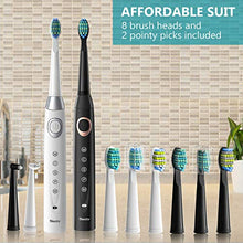 Load image into Gallery viewer, 2 Sonic Electric Toothbrushes 5 Modes 8 Brush Heads USB Fast Charge Powered Toothbrush Last for 30 Days, Built-in Smart Timer Rechargeable Toothbrushes for Adults and Kids (1 Black and 1 White)
