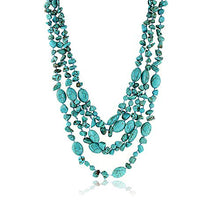 Load image into Gallery viewer, Gem Stone King 20 Inch Stunning 3 Strands Green Simulated Turquoise Necklace with Toggle Clasp